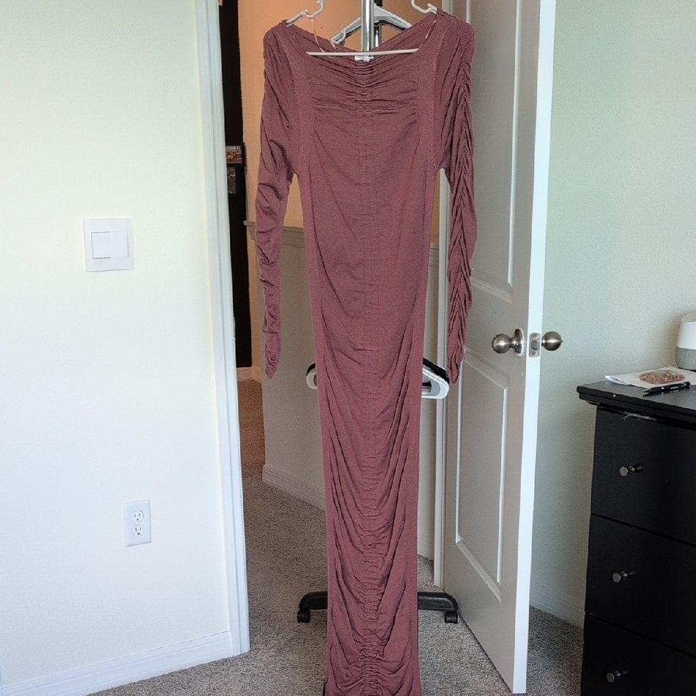 Fashion Nova Dusty Rose Long Sleeve Dress